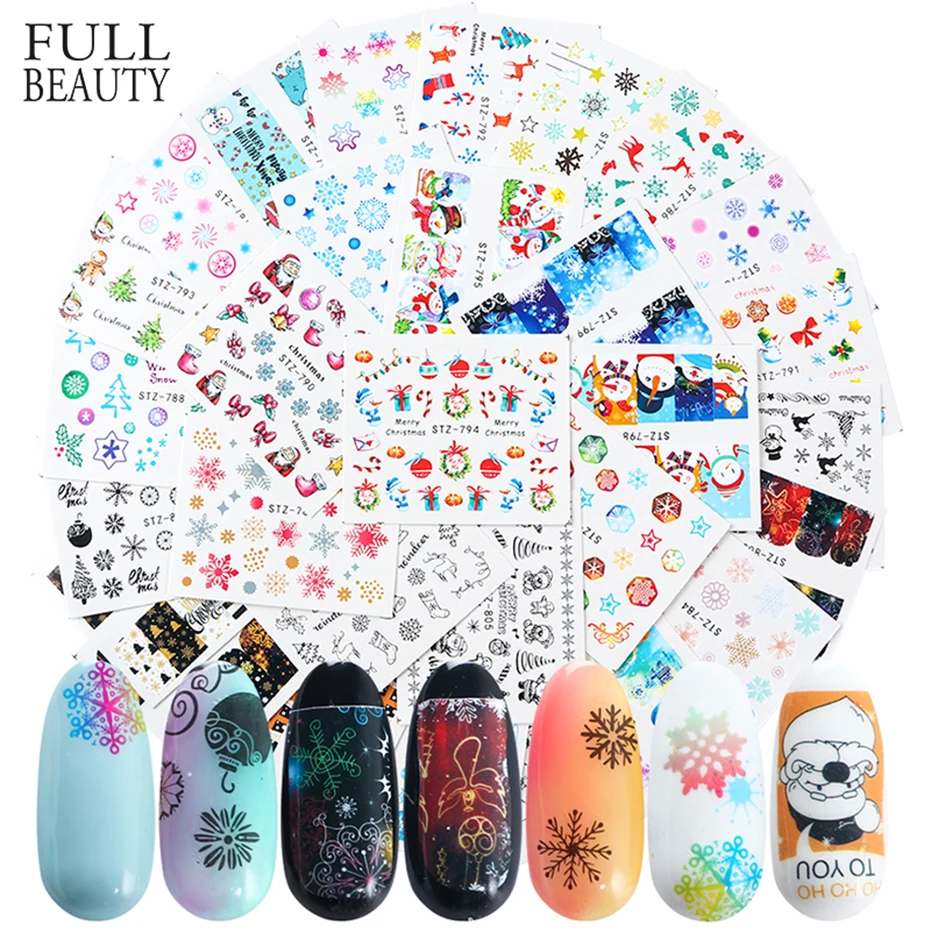 

30pcs Christmas Water Nail Stickers Set Snowflake Winter Water Transfer Slider Manicure Nail Art Decor Adhesive Tip CHSTZ779-808