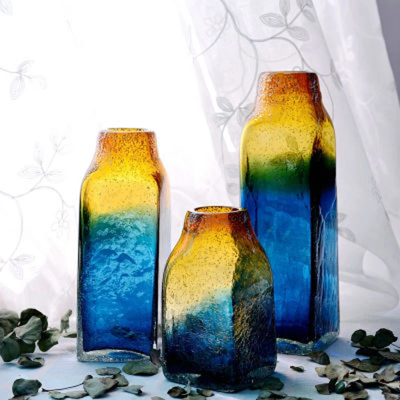 

Nordic colorful Glass Vase Gradient Dried Flower Flower Insert Vases Desktop decor Crafts Hydroponics terrarium Home Decoration