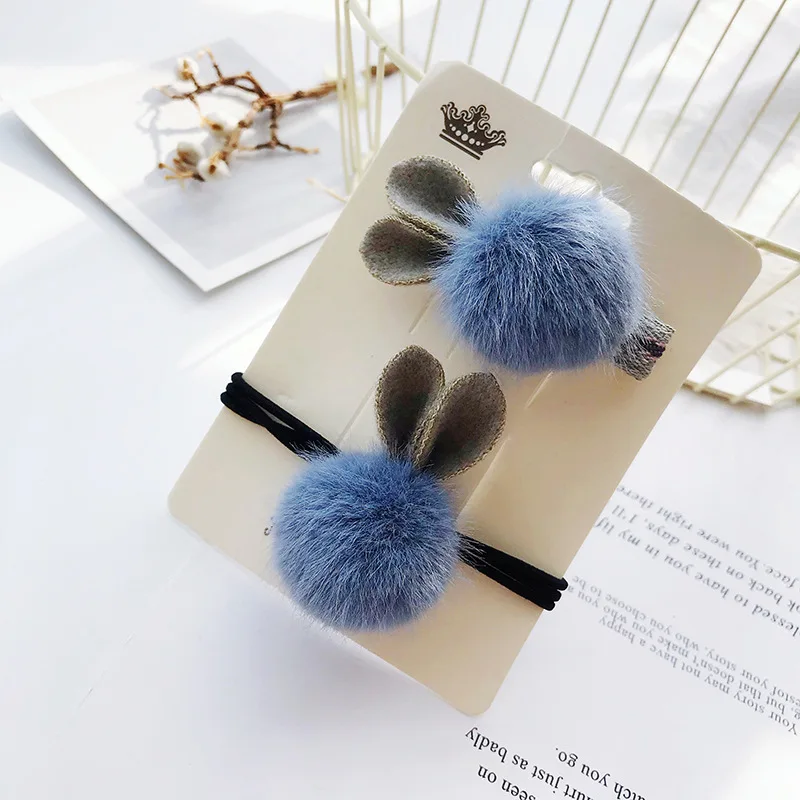 Бутик, 5 комплектов, модные милые Меховые помпоны принцессы, кроличьи ушки, заколки для волос, фетровые ушки животных, резинки для волос, эластичные резинки для волос