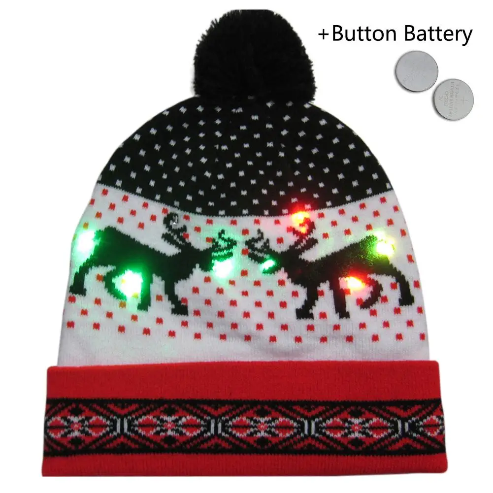 Год, светодиодный светильник, рождественские шапки, вязаный свитер, Рождественский светильник, вязаная шапка для детей и взрослых, для рождественской вечеринки - Цвет: 09
