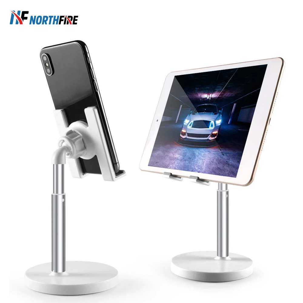 

Tablet Phone Holder For iPad iPhone 11 Pro Shrinking Rotatable Desktop Phone Lazy bracket Universal Aluminum alloy Non-slip base