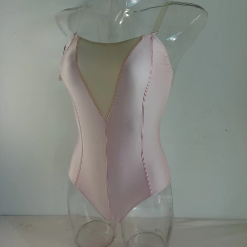 Pale Pink Детская танцевальная одежда для балета, трико из нейлона/лайкры с открытой вставкой спереди, прозрачные эластичные лямки, боди для выступлений для девочек - Цвет: Pale Pink