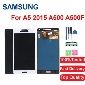 

100%Ttested For Samsung Galaxy A5 2015 A500 A500F A500M LCD Display Screen Digitizer Touch Sensor Assembly Adjustable Brightenes
