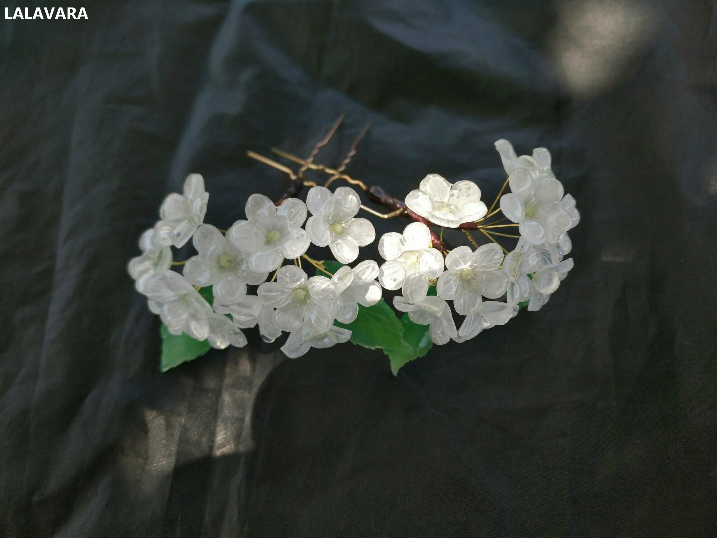 Персонализированные белые заколки для волос LALAVARA sakura kanzashi в традиционном