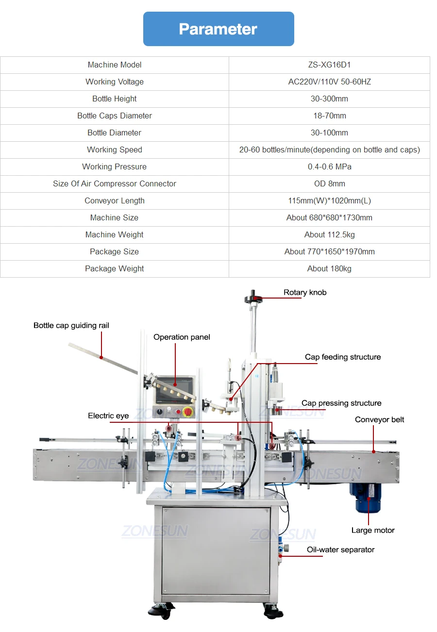 ZONESUN ZS-XG16D1 Custom Automatic Wooden Cork Cap Pressing Machine With Cap Feeder