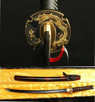 

1060 CARBON STEEL BlACK BLADE DRAGON TSUBA JAPANESE SAMURAI SWORD WAKIZASHI