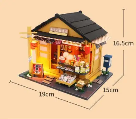 M014 No Dust cover Японский магазин DIY кукольный домик деревянные кукольные домики миниатюрный кукольный домик мебель набор игрушки для детей - Цвет: M014 No Dust cover