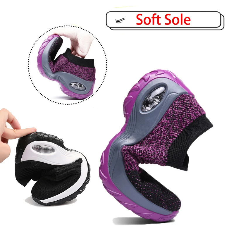 Women Tennis Shoes tennis shoes Air Cushion 5CM Height Increase Sports Sneakers Breathable Female Walking Sock Shoes Thick Bottom Platforms