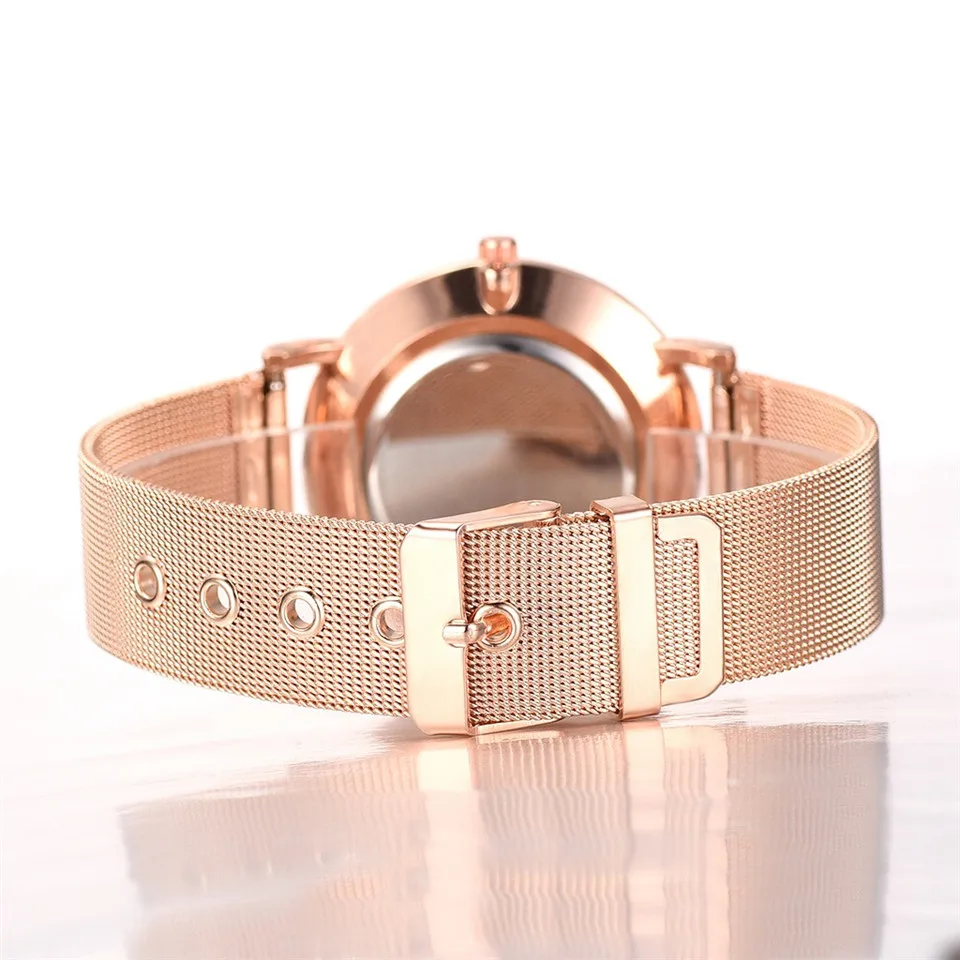 Montre Femme, с сетчатым ремешком, ультра-тонкие, минималистичные, женские часы, relojes para mujer, розовое золото, спортивные наручные часы, reloj mujer