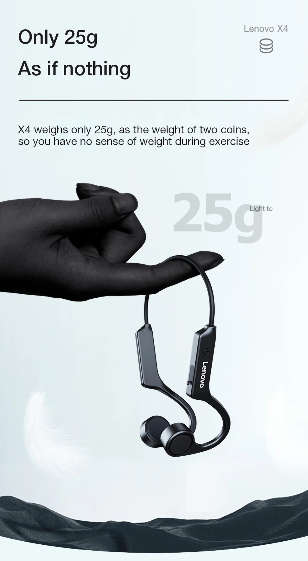 Auriculares Bluetooth deportivos de conducción ósea Lenovo X4 Negro