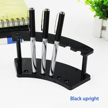 

6 Slot Plastic Pen Display Holder Stand Rack Clear Black Pen Holder Desk Organizer Erect Pen Stand for Office Desktop Supply