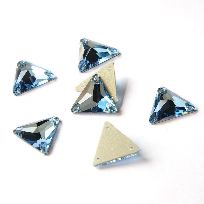 

CTPA3bI Aquamarine Triangle Sew On Rhinestones Accessories Gemstones Flatback Crystal Stones Strass For Apparel Decoration