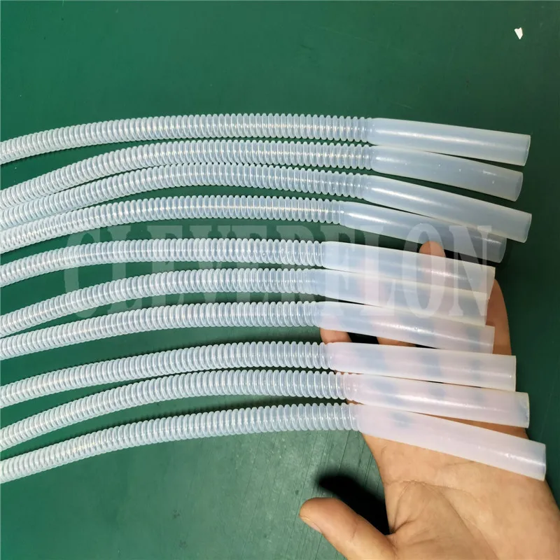 1M long transparent F4 PTFE FEP PFA corrugated flexible tube
