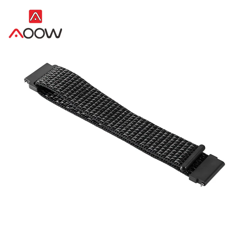 Black Нейлоновый ремешок на липучке 20 мм 22 мм для samsung Galaxy Watch Active 2 40 мм 44 мм 42 мм 46 мм gear S2 S3 huawei GT Amazfit браслет - Цвет ремешка: Black