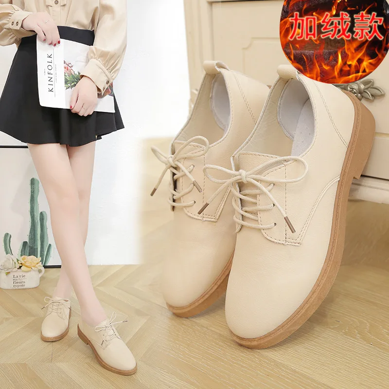 

British-Style Small Leather Shoes Student Korean-style Retro Shoes Spring And Summer Autumn Versatile round Flat GIRL'S Low-top