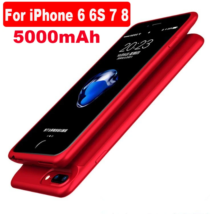 Батарея чехол 5000/7000 мАч для iphone 6 6s 7 8 Мощность банк заряда чехол для iphone 6 плюс 6s 7 8 плюс Батарея чехол Зарядное устройство - Цвет: For 6 6S 7 8-Red