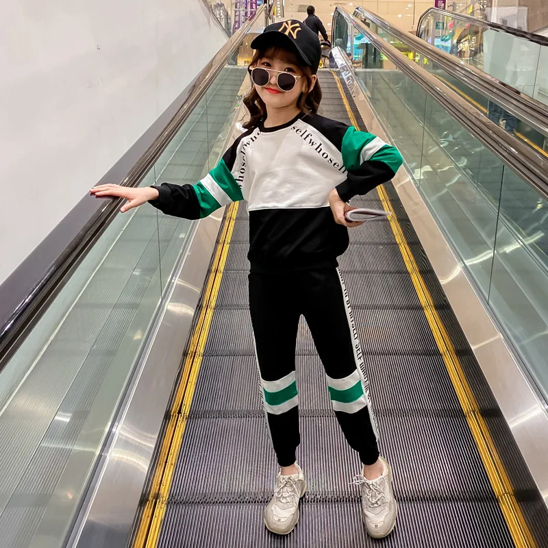 

Girls Joint Set Spring And Autumn 2020 New Style Girls' Shirt Big Boy Two Piece Set Sports Childrenswear