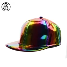 FS Autumn Winter Waterproof Baseball Caps Laser PU Leather Cap Snapback Hip Hop Flat Brim Men Women Adjustable Casquettes Homme