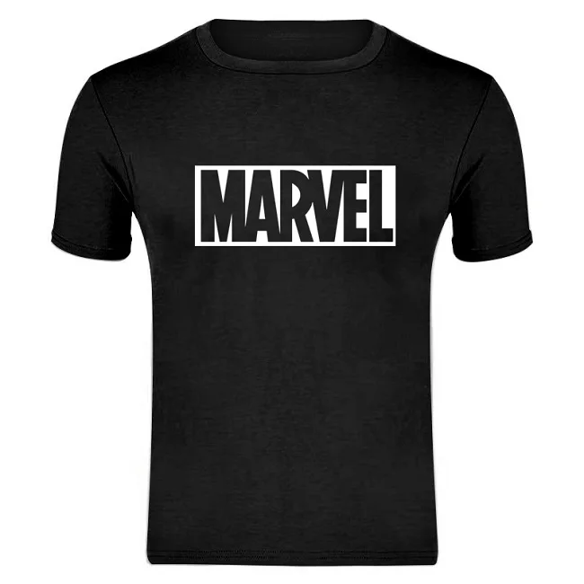 Новые модные футболки для пары с короткими рукавами Marvel, Мужская футболка с принтом супергероя, футболка с круглым вырезом, комикс, футболка с надпись Marvel, топы, Мужская одежда, футболки - Цвет: black