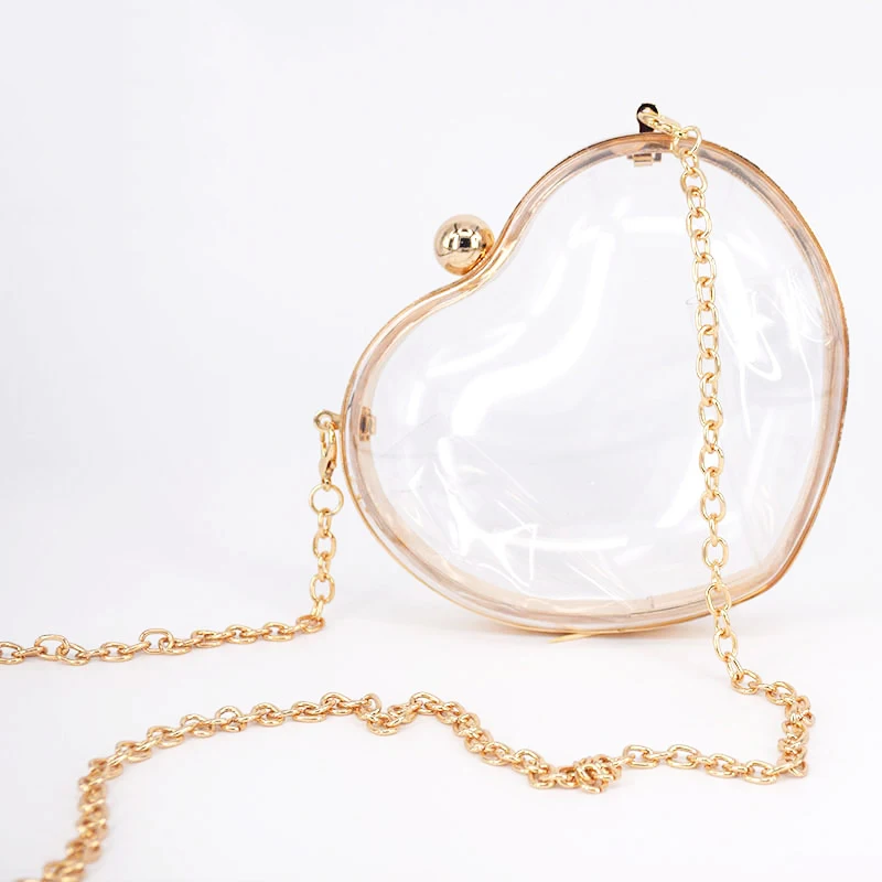 

Acrylic Cute Heart Shape Clear Transparent Single Shoulder Bags Cartoon Jelly Women Messenger Crossbody Bag Fashion Girl Bag
