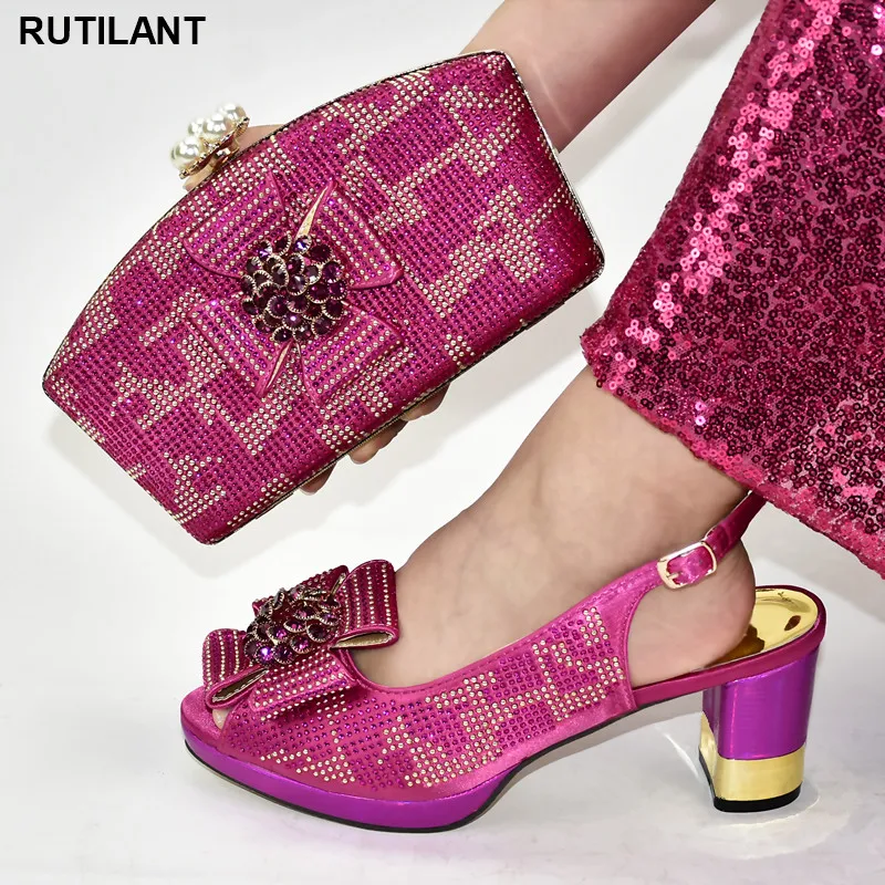 fuchsia shoes and bag