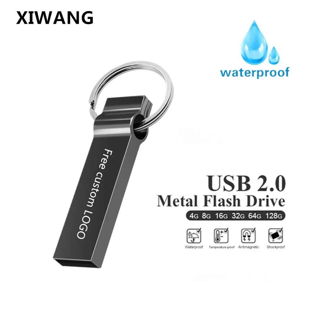 

Stylish USB2.0 flash drive 4GB 8GB high speed waterproof metal flash drive 16GB 32GB 64GB 128GB portable cle USB free print logo