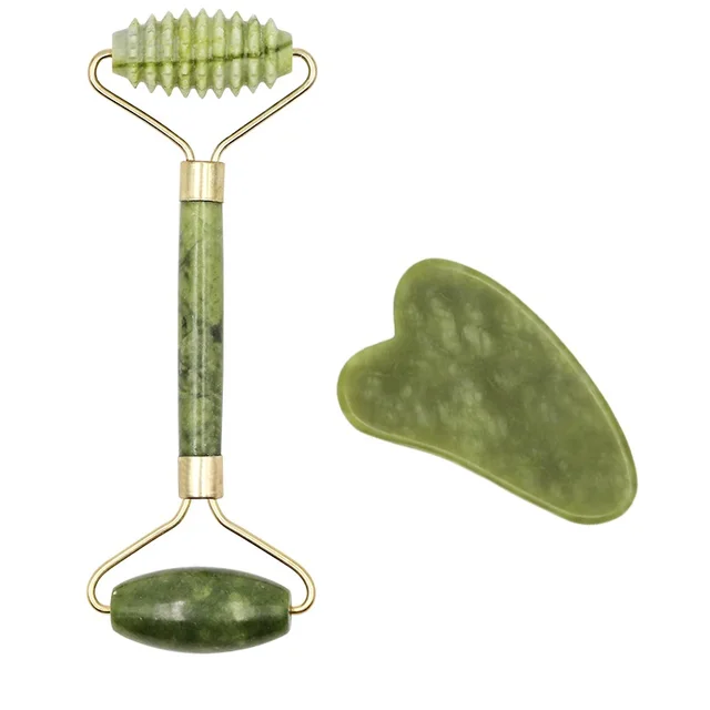 Facial Massage Roller Guasha Board Double Heads Jade Stone Face Lift Body Skin Relaxation Slimming Beauty Neck Thin Lift 1