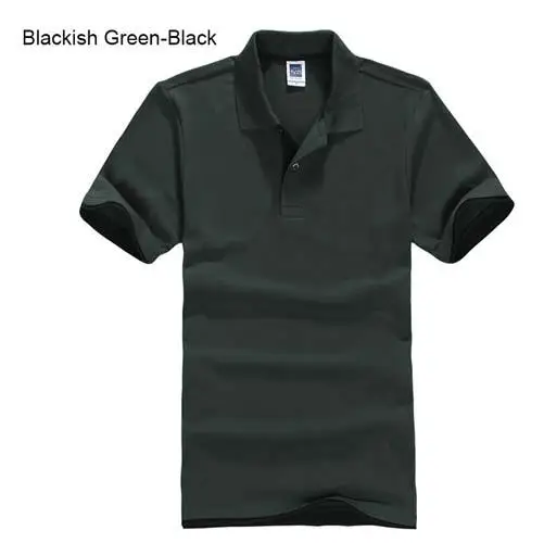 blackish green black Размера плюс XS-3XL, брендовая Новая мужская рубашка поло, высокое качество, мужская хлопковая рубашка с коротким рукавом, трикотажные летние мужские рубашки поло - Цвет: blackish green black