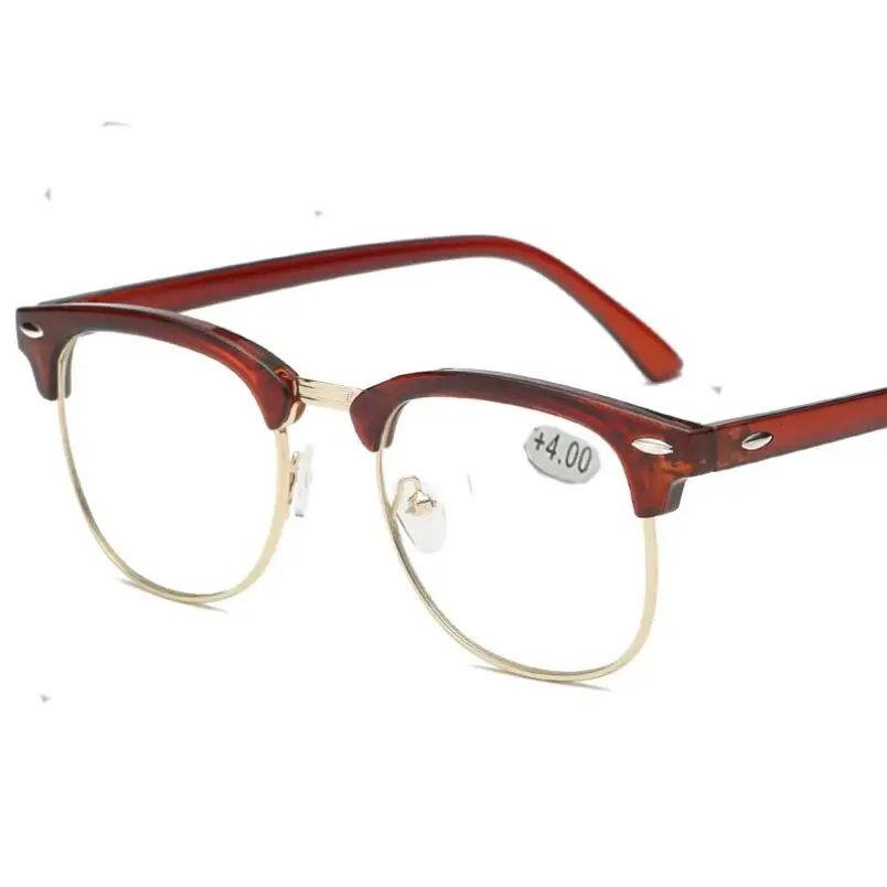 Metal Half Frame Reading Glasses Presbyopic Eyewear Male Female Far sight Glasses with strength +0.5 +0.75 +1.0 +1.25 To +4.0