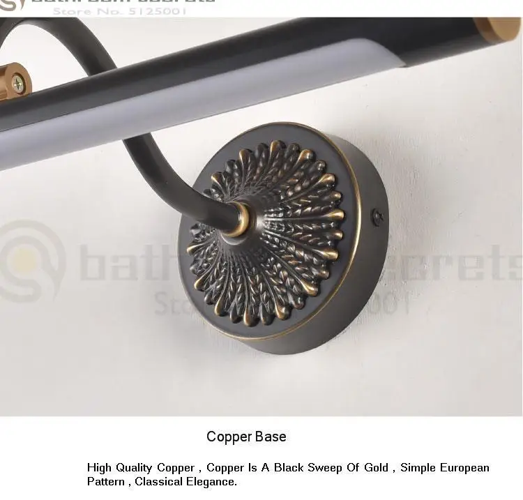 American Led All-bronze Mirror Headlamp Bathroom Antifogging, Punch-free Dressing, Simple Mirror Cabinet Toilet