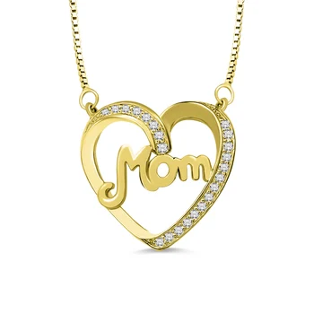 

AILIN Personalized Mom Heart Necklace With Birthstone In Gold Color For Mother's Day Gift