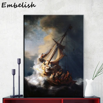 

Rembrandt Ship Canvas Oil Painting HD Wall Art Prints Picture For Living Room Modern Home Decor Posters 1 Piece No Frame