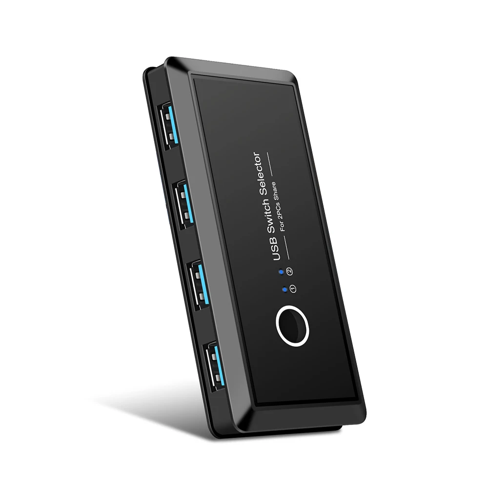 USB KVM переключатель коробка USB 3,0 2,0 переключатель 2 порта шт обмен 4 устройства для клавиатуры мышь принтер монитор с 2 USB кабели