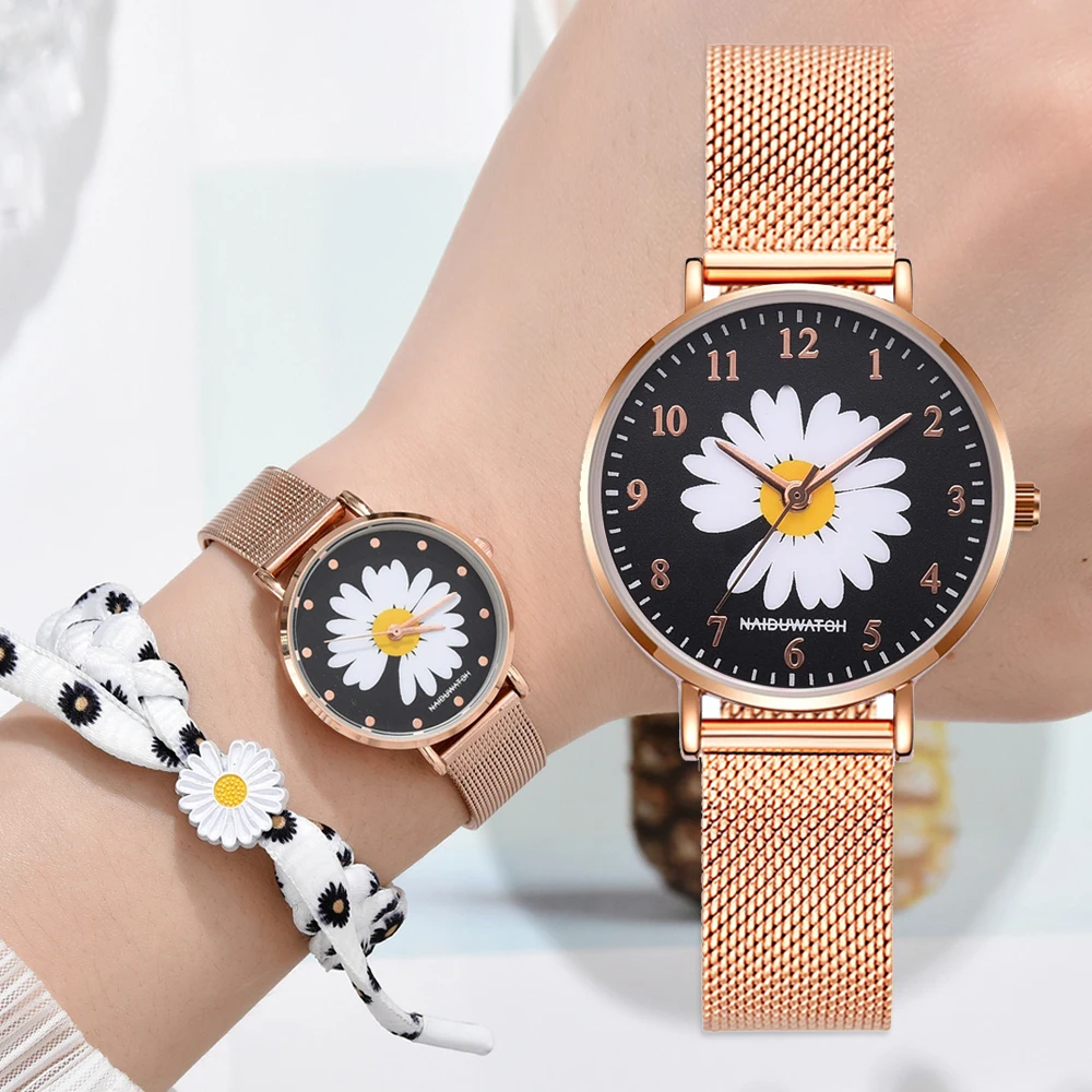 

Magnet Strap Style Quartz Women Watch Daisy Fowers Watch For Women Fashion Casual Wrist Watch Ladies Wristwatches Montre Femme
