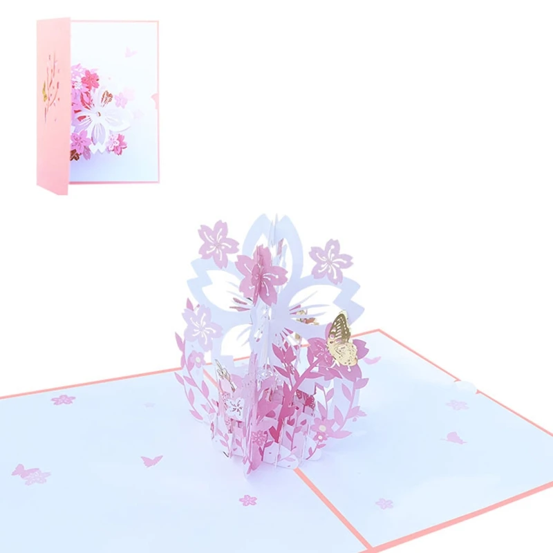 3D Pop Up Cherry Blossoms Card Birthday Wedding Valentine Greet Anniversary 