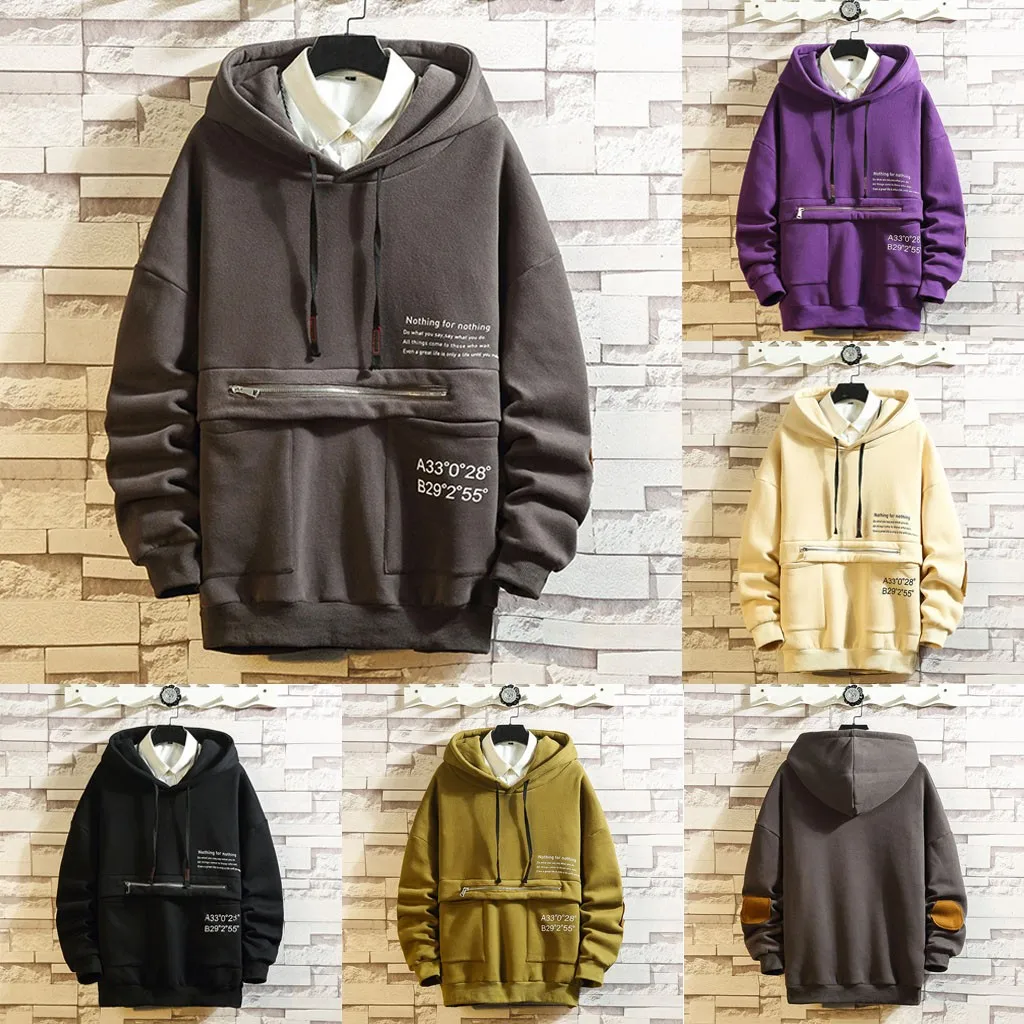 Men's Casual Fashion Plus Size Printing Hoodie Fleece Sport Sweatershirt Tops
