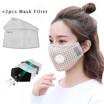 

PM2.5 Mask Dust Respirator Reusable Masks Washable Mouth Cover With Breathing Valve + 2pcs Carbon Filter Pad Anti Pollution