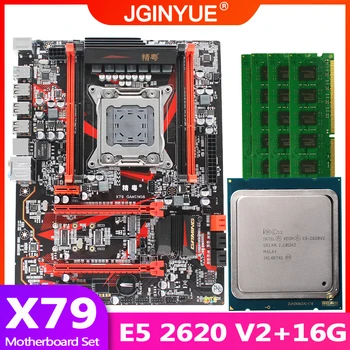 

JGINYUE X79 motherboard LGA 2011 set kit with Xeon E5 2620 V2 processor and DDR3 16GB(4*4GB) REG ECC memory X79 GAMING8