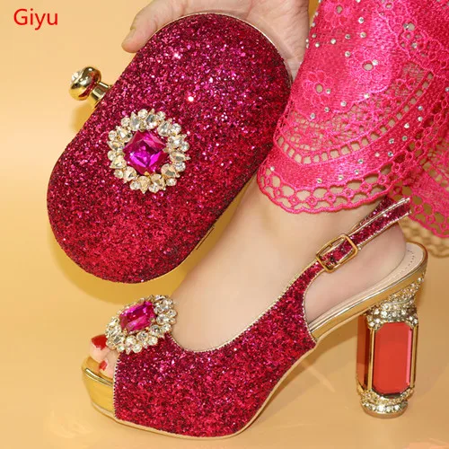 

doershow African fuchsia Shoes And Bag To Match High Quality Italian Shoes and Bag Set Nigerian Party Shoe and Bag Set! HLO1-57