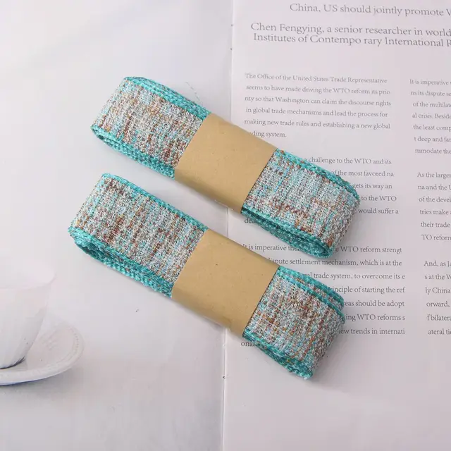 2.5cm Pattern Dress Tie Christmas Ribbon DIY Gift Wrapping Wedding Decoration Hair Accessories Bowknot Hand-Sewn Process blue