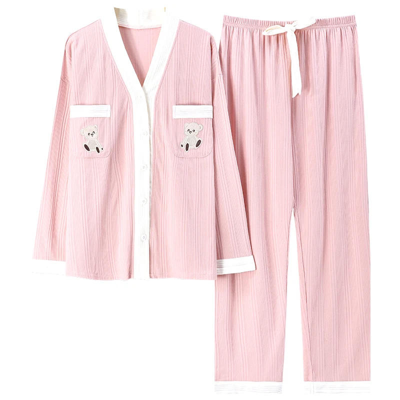 

Spring And Autumn 100%Cotton Female Pyjamas Homewear Loose Comfortable Soft Pijama M-3XL Women Pajamas Set