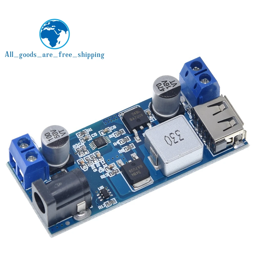 Сменный понижающий источник питания LM2596S DC-DC в/12 В в 5 А Регулируемый USB-модуль для