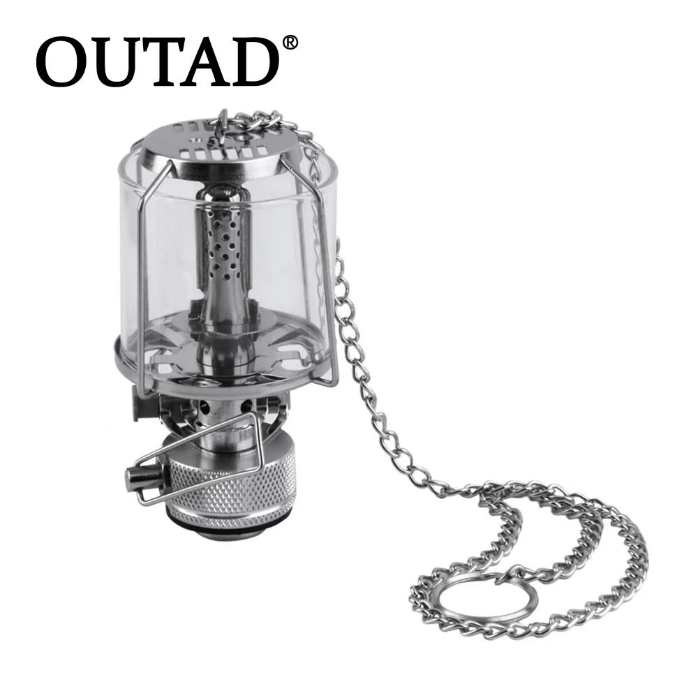 OUTAD мини 80LUX открытый кемпинг фонарь Портативный алюминиевый газовый фонарь Палатка Лампа Фонарь подвесной стеклянный ламповый дымоход Бутан