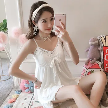 

HaloSweet Cotton Sleepwear Women Sling Sexy Pajamas Suit Female Summer Shorts Cute Home Clothes For Women Pyjama Femme Two Piece