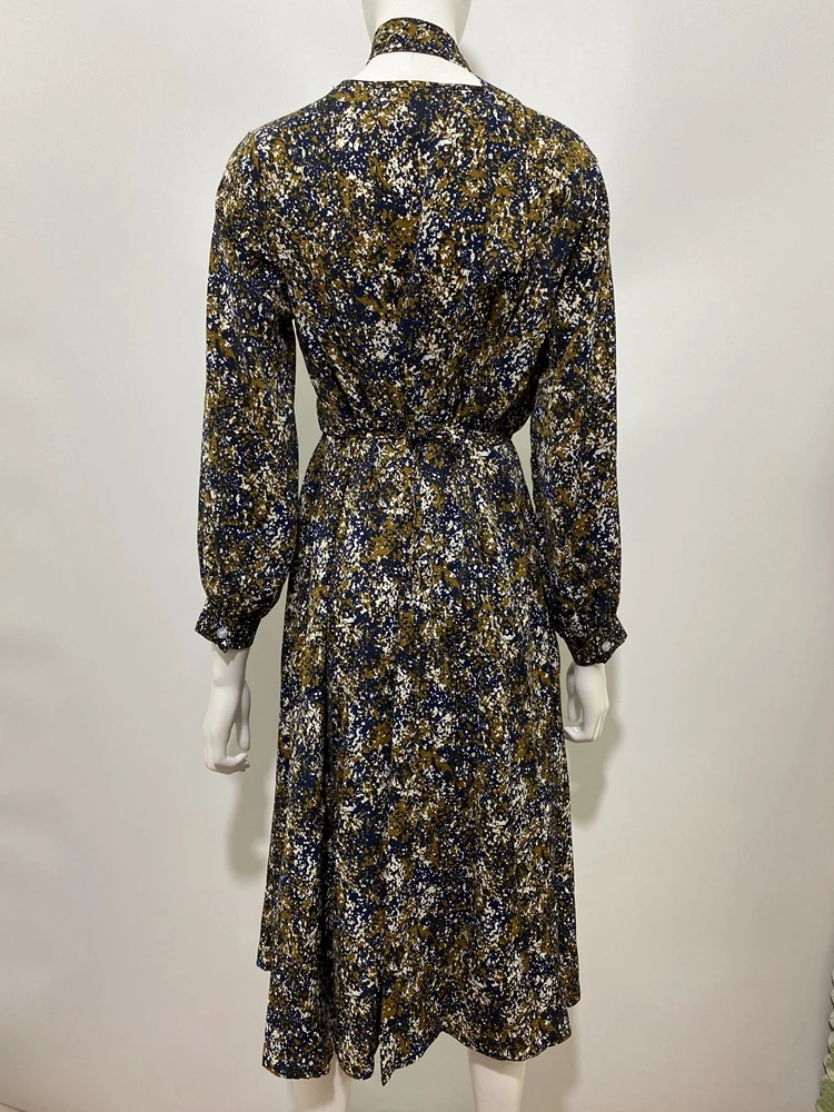 Vintage Print Holiday Boho Dress Women Long Sleeve Robe Femme Autumn Beach Sundress Korean Ladies Fashion Long Dress Vestidos