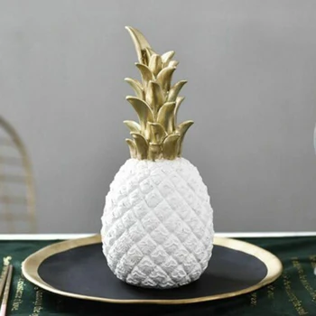 

Pineapple Figurine Golden Ceramics Pineapple Ornaments Handmade Fruit Model Miniatures Home Decoration Kitchen Tool