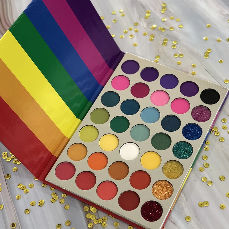 Private Label 35 Color Rainbow Eyeshadow Palette Matte Metallic Shimmer Makeup Eye Shadow Bright  Shades Make Your Own Brand