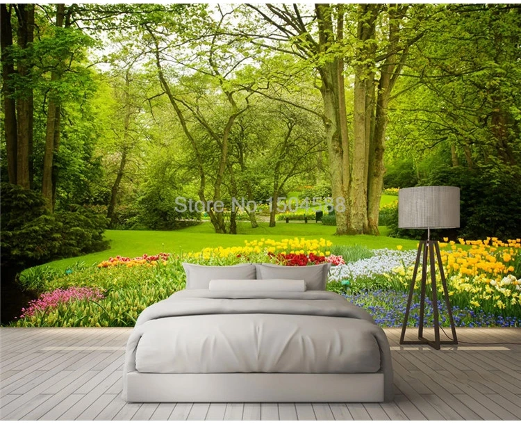 Custom Mural Wallpaper 3D Green Forest Landscape Wall Painting Living Room TV Sofa Background Wall Decor Papel De Parede Sala 3D