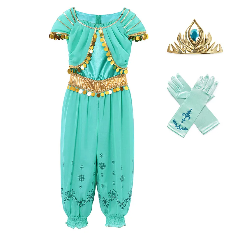 Костюм принцессы жасмин; маскарадный костюм для девочек с лампочкой Аладдина; маскарадный костюм Арабской принцессы на Хэллоуин; карнавальный костюм; одежда - Цвет: Jasmine Set 3