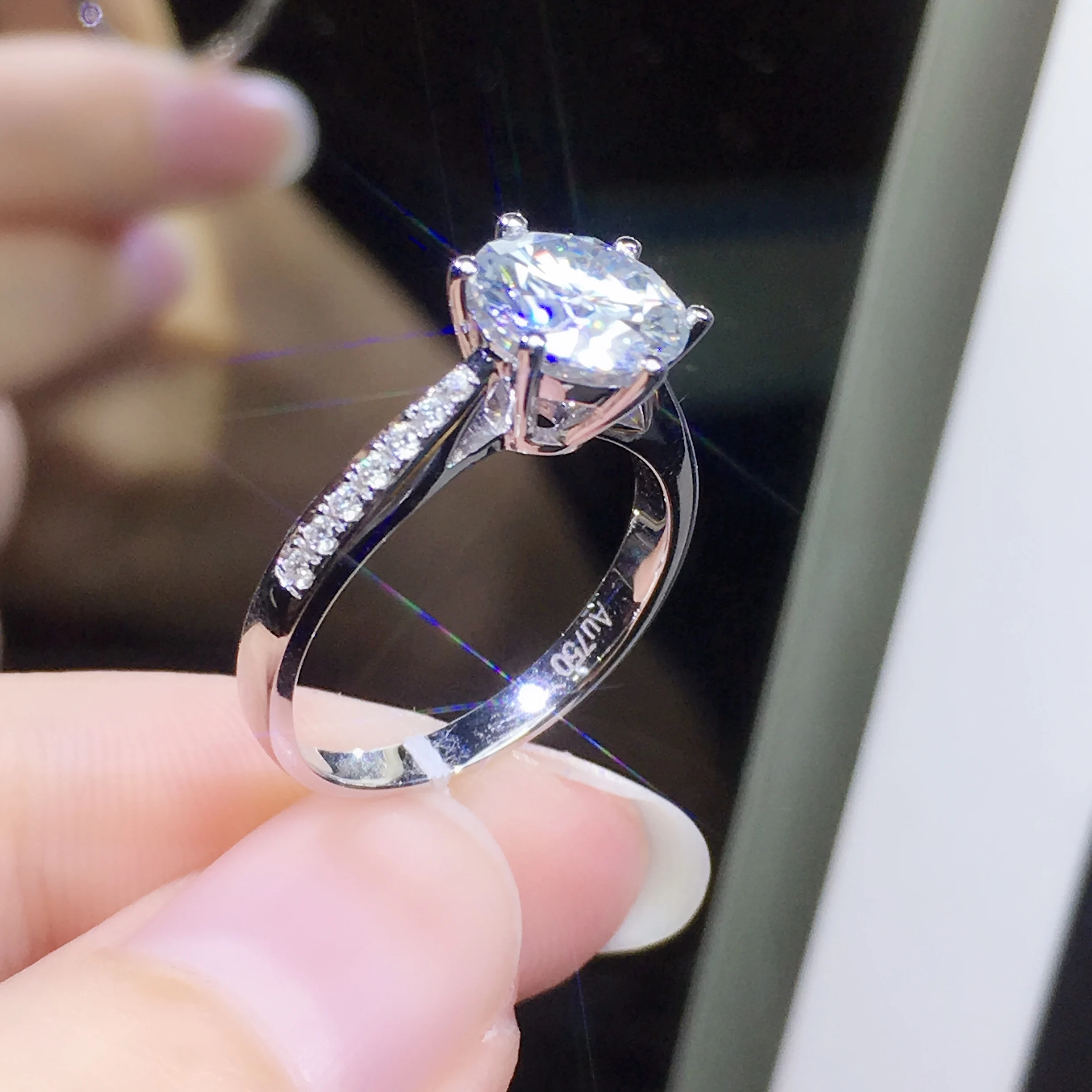 925 пробы Серебряное кольцо с муассанитом, классическое стильное 1ct IJ цветное однорядное кольцо с муассанитом, Ювелирное кольцо на годовщину
